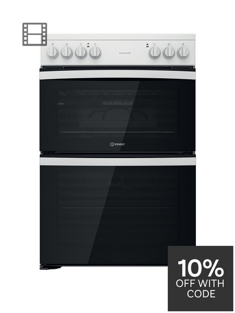indesit-id67v9kmw-60cm-widenbspelectric-double-oven-cooker-with-ceramic-hob-white