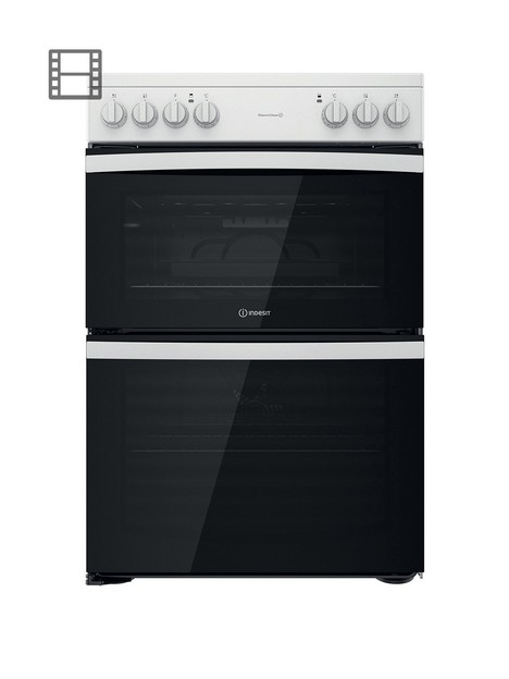 indesit-id67v9kmw-60cm-widenbspelectric-double-oven-cooker-with-ceramic-hob-white