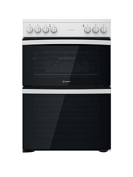 Indesit Id67V9Kmw 60Cm Wide Electric Double Oven Cooker With Ceramic Hob - White