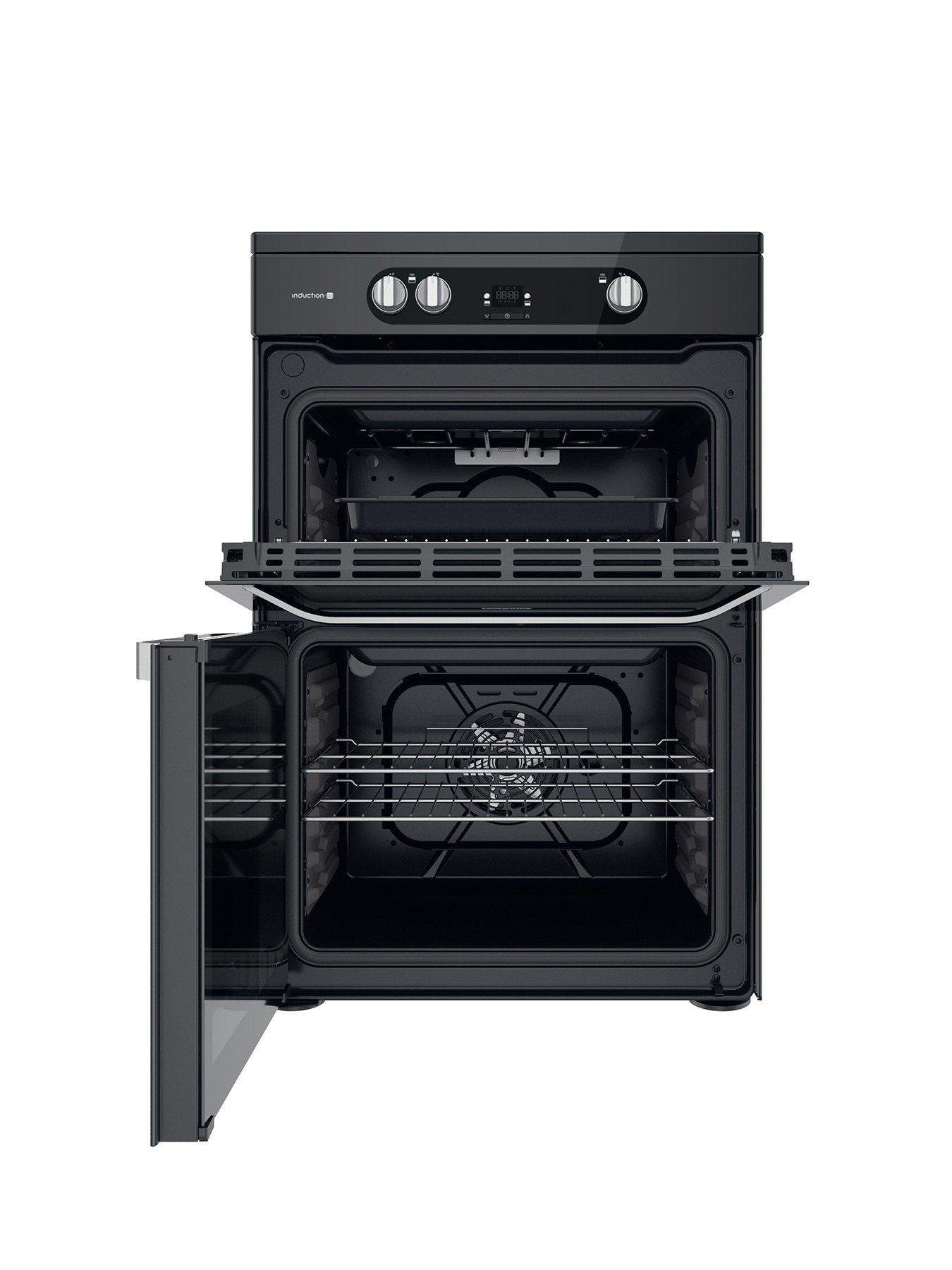 Hotpoint HDM67I9H2CB 60cm Wide Double Oven Electric Cooker with Induction Hob Black Very
