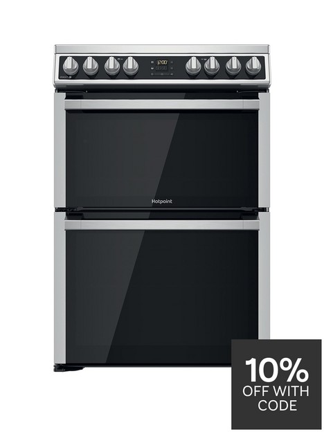 hotpoint-hdm67v8d2cx-60cm-widenbspfreestandingnbspdouble-oven-electric-cooker-with-ceramic-hob-stainless-steel