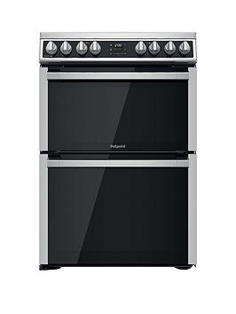 Hotpoint Hdm67V8D2Cx 60Cm Wide Freestanding Double Oven Electric Cooker With Ceramic Hob - Stainless Steel