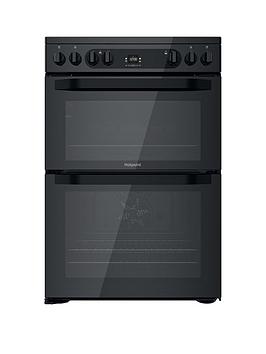 Hotpoint Hdm67V92Hcb 60Cm Wide Double Oven Electric Cooker With Ceramic Hob - Black