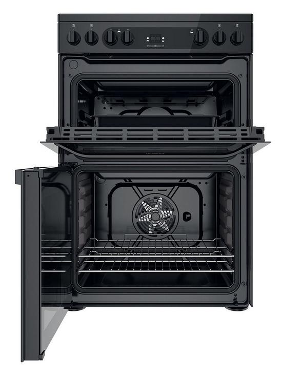 stillFront image of hotpoint-hdm67v92hcb-60cm-wide-double-oven-electric-cooker-with-ceramic-hob-black