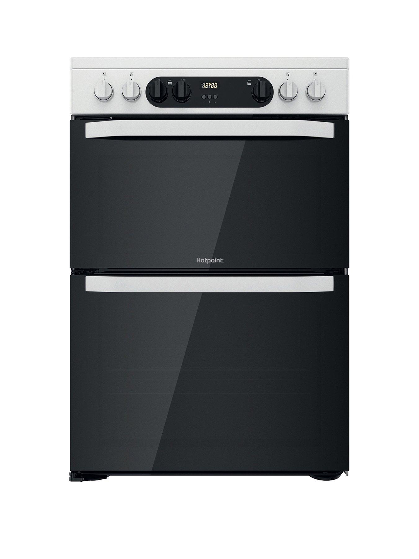 Image 1 of 7 of Hotpoint HDM67V9CMW 60cm Wide Double Oven Cooker with Ceramic Hob - White