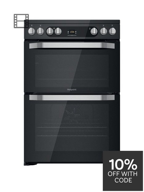 hotpoint-hdm67v9hcb-60cm-wide-double-oven-electric-cooker-with-ceramic-hob-black