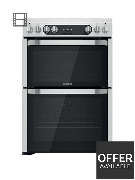 hotpoint-hdm67v9hcx-60cm-wide-double-oven-cooker-with-ceramic-hob-stainless-steel