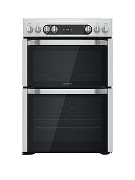 Product photograph of Hotpoint Hdm67v9hcx 60cm Wide Double Oven Cooker With Ceramic Hob - Stainless Steel from very.co.uk