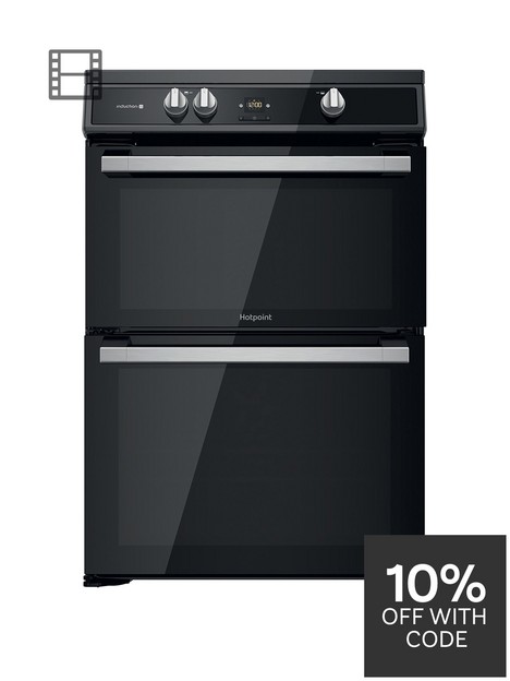 hotpoint-hdt67i9hm2cuk-60cm-wide-double-oven-cooker-withnbspinduction-hob-black
