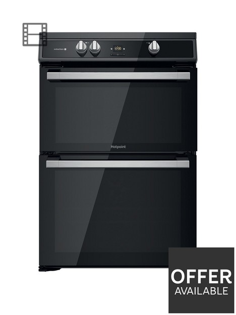 hotpoint-hdt67i9hm2cuk-60cm-wide-double-oven-cooker-withnbspinduction-hob-black