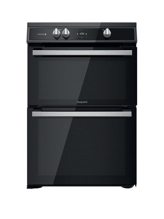 front image of hotpoint-hdt67i9hm2cuk-60cm-wide-double-oven-cooker-withnbspinduction-hob-black