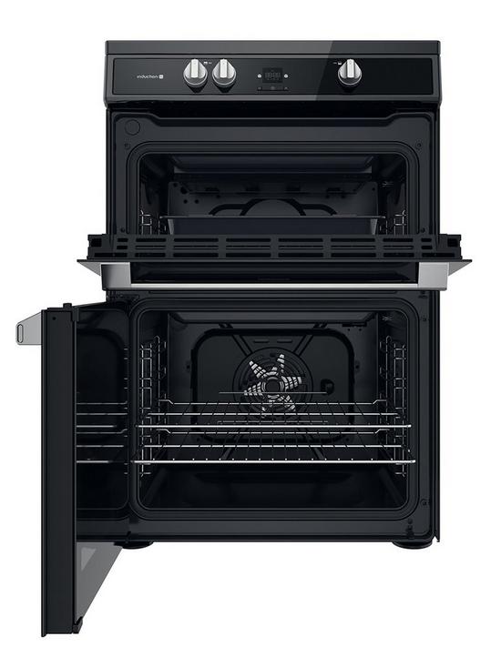stillFront image of hotpoint-hdt67i9hm2cuk-60cm-wide-double-oven-cooker-withnbspinduction-hob-black