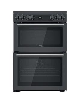 Product photograph of Hotpoint Cd67v9h2ca 60cm Wide Double Oven Cooker With Ceramic Hob - Anthracite from very.co.uk