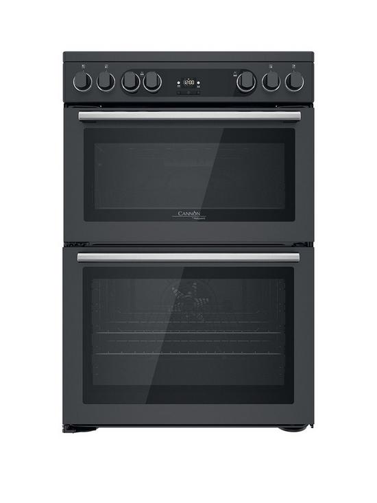 front image of hotpoint-cd67v9h2ca-60cm-wide-double-oven-cooker-with-ceramic-hob-anthracite