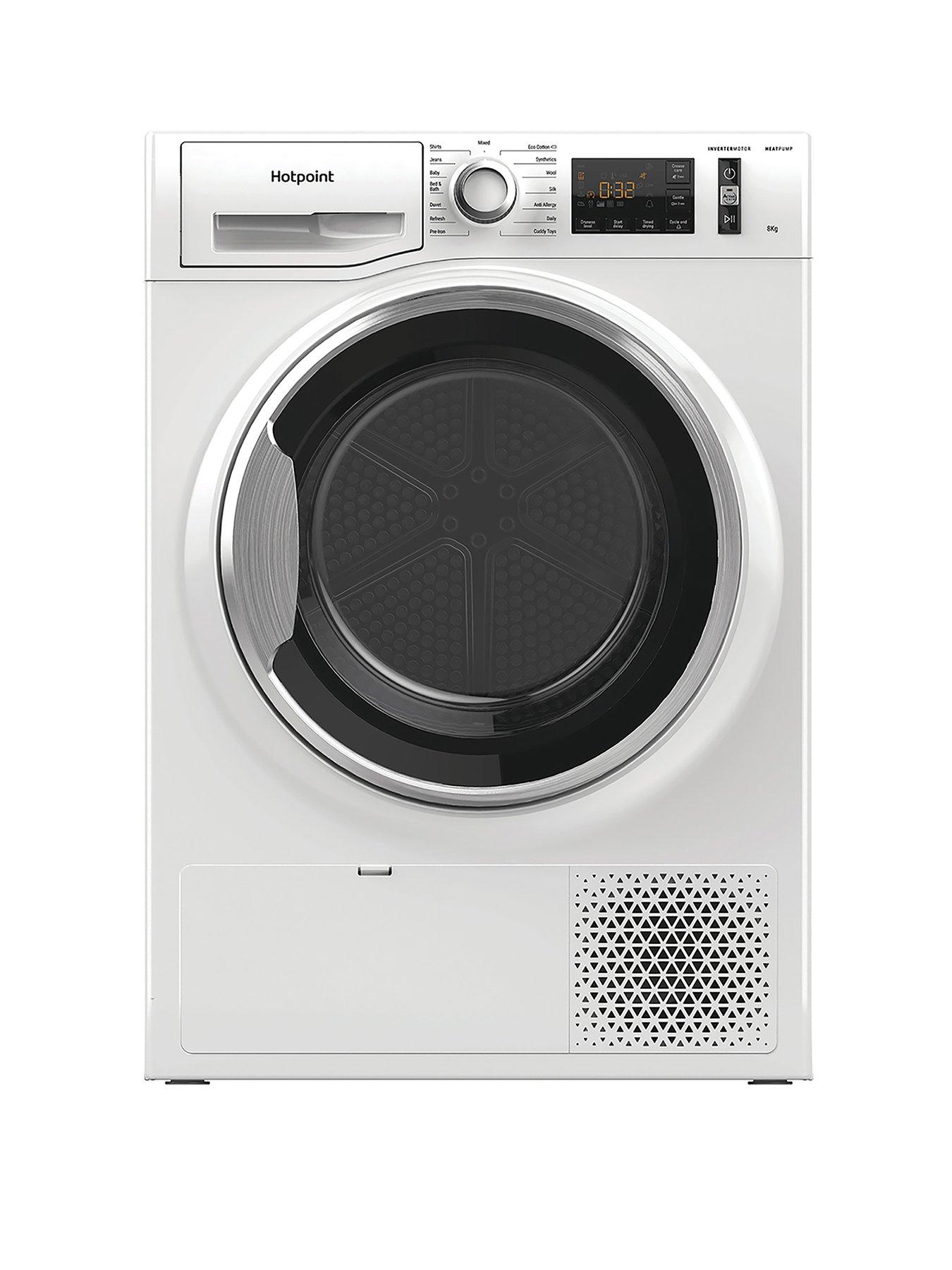 Product photograph of Hotpoint Activecare Ntm118x3xbuk 8kg Load Heat Pump Tumble Dryer - White from very.co.uk