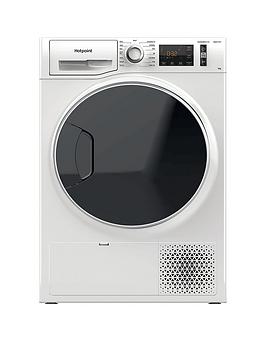 Product photograph of Hotpoint Ntm119x3euk 9kg Load Heat Pump Tumble Dryer - White from very.co.uk