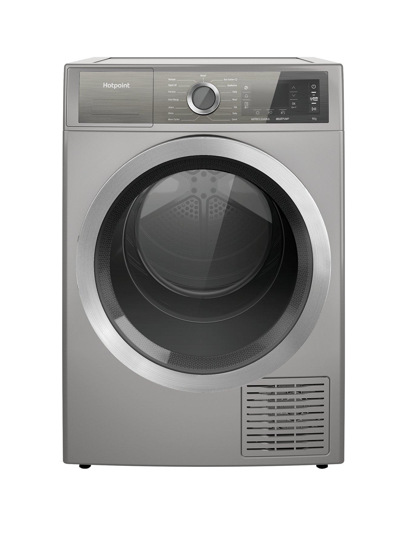 Product photograph of Hotpoint Gentlepower H8d94sbuk 9kg Load Heat Pump Tumble Dryer - Silver from very.co.uk