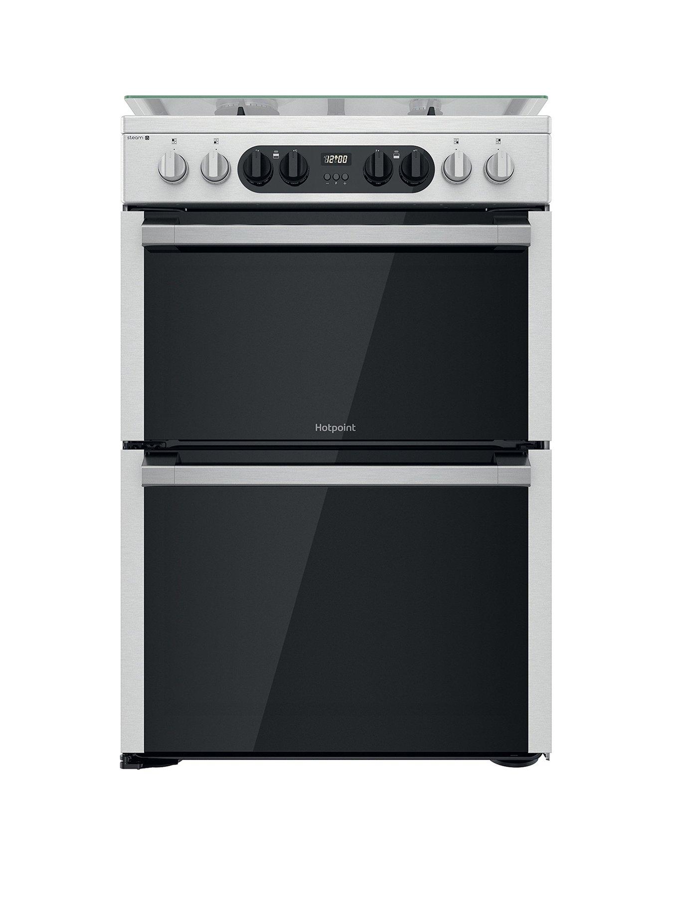 Product photograph of Hotpoint Hdm67g8c2cx Dual Fuel Double Freestanding Cooker from very.co.uk
