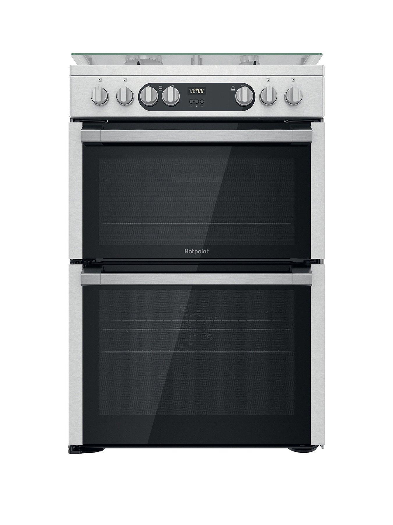 Product photograph of Hotpoint Hdm67g9c2cx Freestanding Dual Fuel Double Oven Cooker from very.co.uk