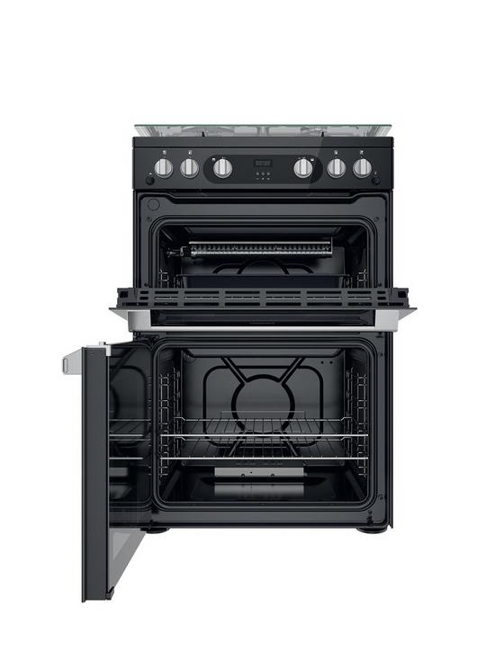 stillFront image of hotpoint-hdm67g0c2cb-60-widenbspfreestanding-double-oven-gas-cooker