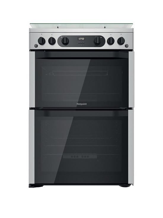 front image of hotpoint-hdm67g0ccx-60cm-widenbspfreestanding-double-oven-gasnbspcooker