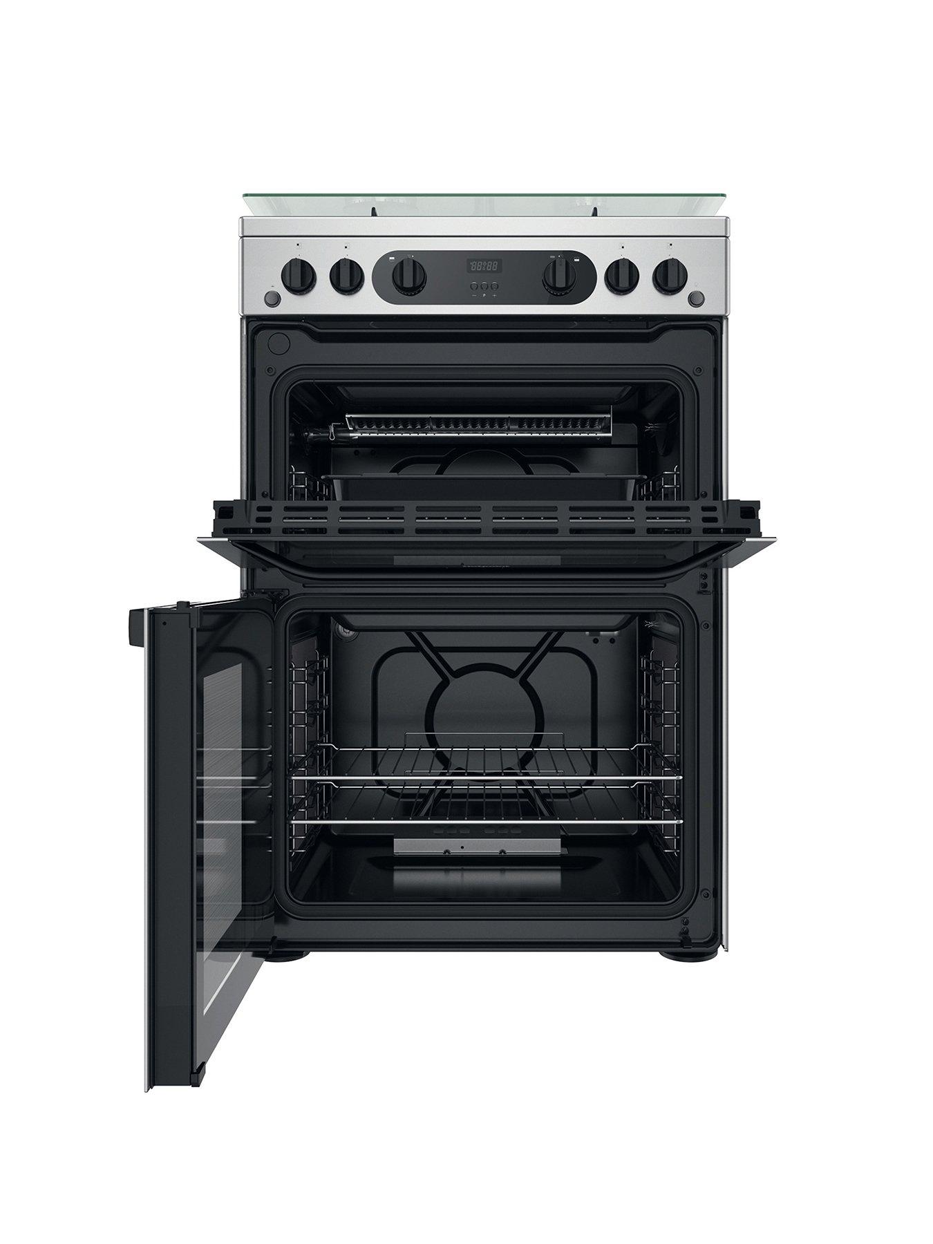 Hotpoint HDM67G0CCX 60cm Wide Freestanding Double Oven Gas Cooker very.co.uk