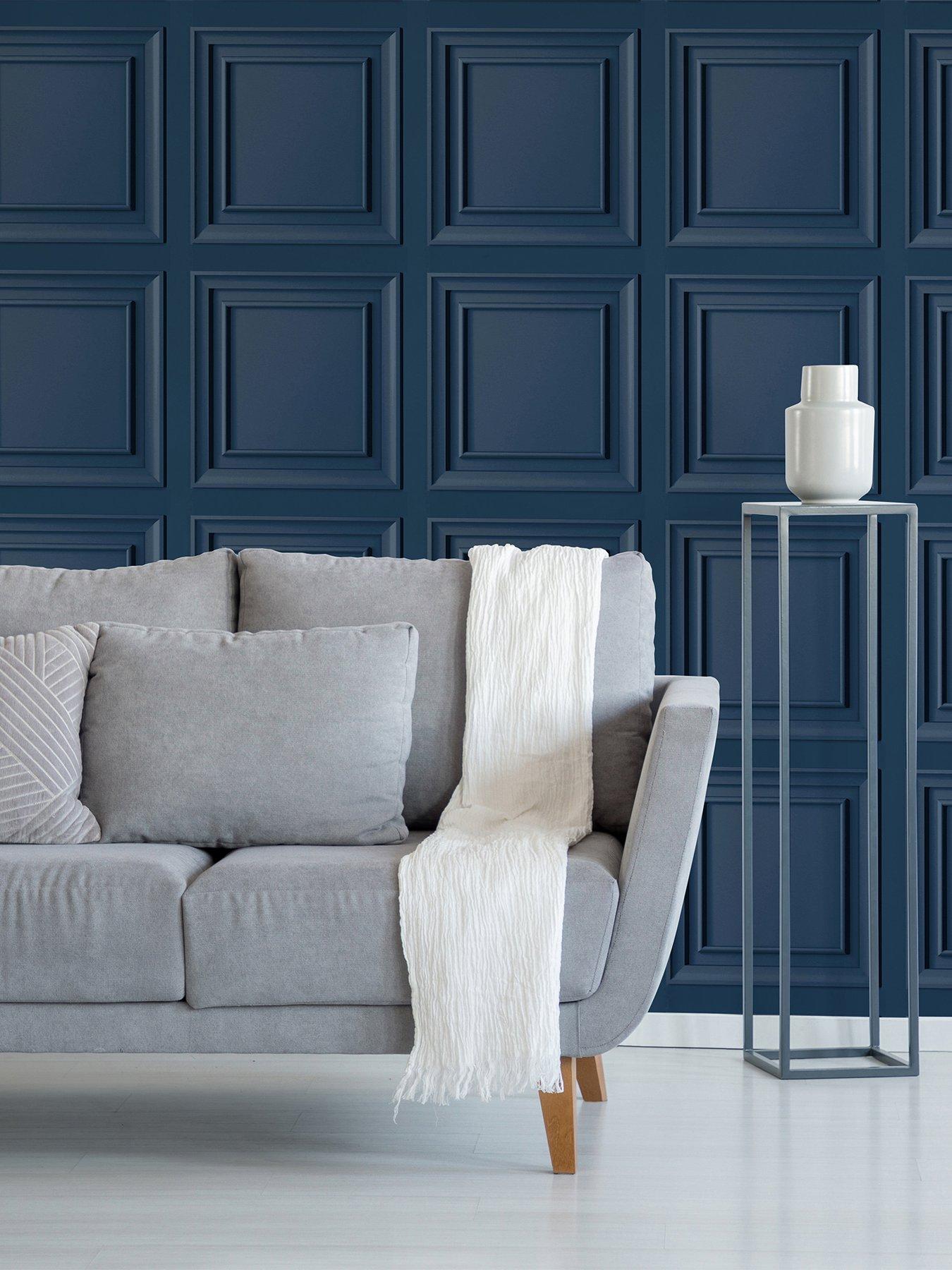 Product photograph of Fresco Wood Panel Blue Wallpaper from very.co.uk