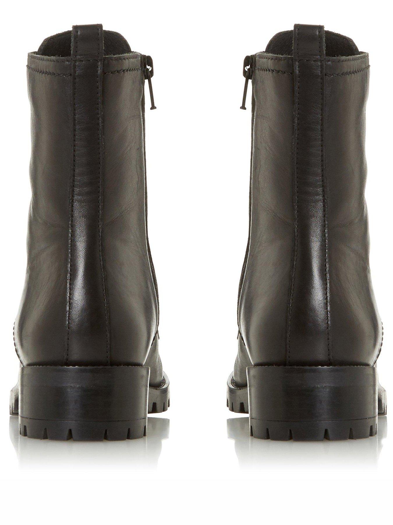 Dune London Prestone Leather Cleated Lace Up Ankle Boot Black very