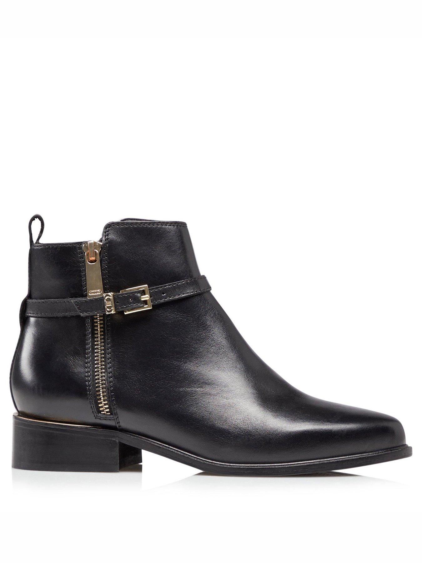  Wide Fit Pop Leather Buckle Trim Ankle Boot - Black