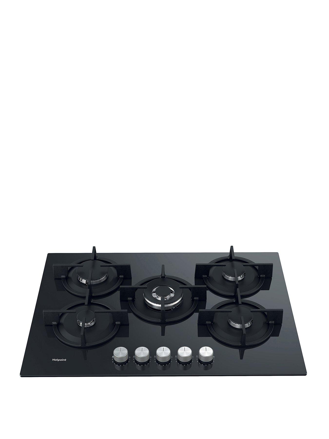 Hotpoint HGS72SBK 73cm Wide Built-in Gas on Glass Hob - Black