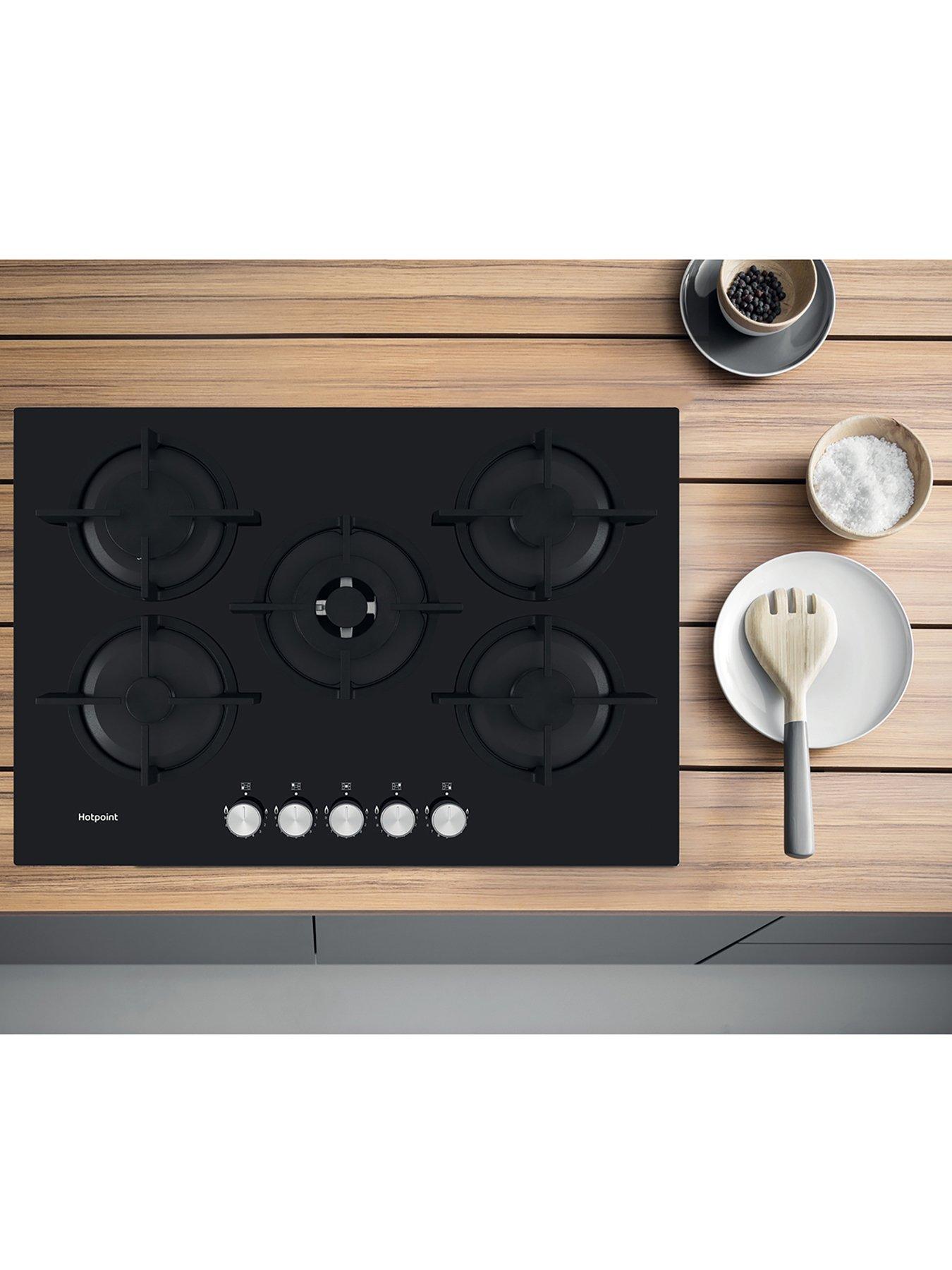 Image 3 of 6 of Hotpoint HGS72SBK 73cm Wide Built-in Gas on Glass Hob - Black