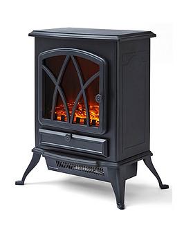 Product photograph of Warmlite Electric Stove Heater - Black from very.co.uk