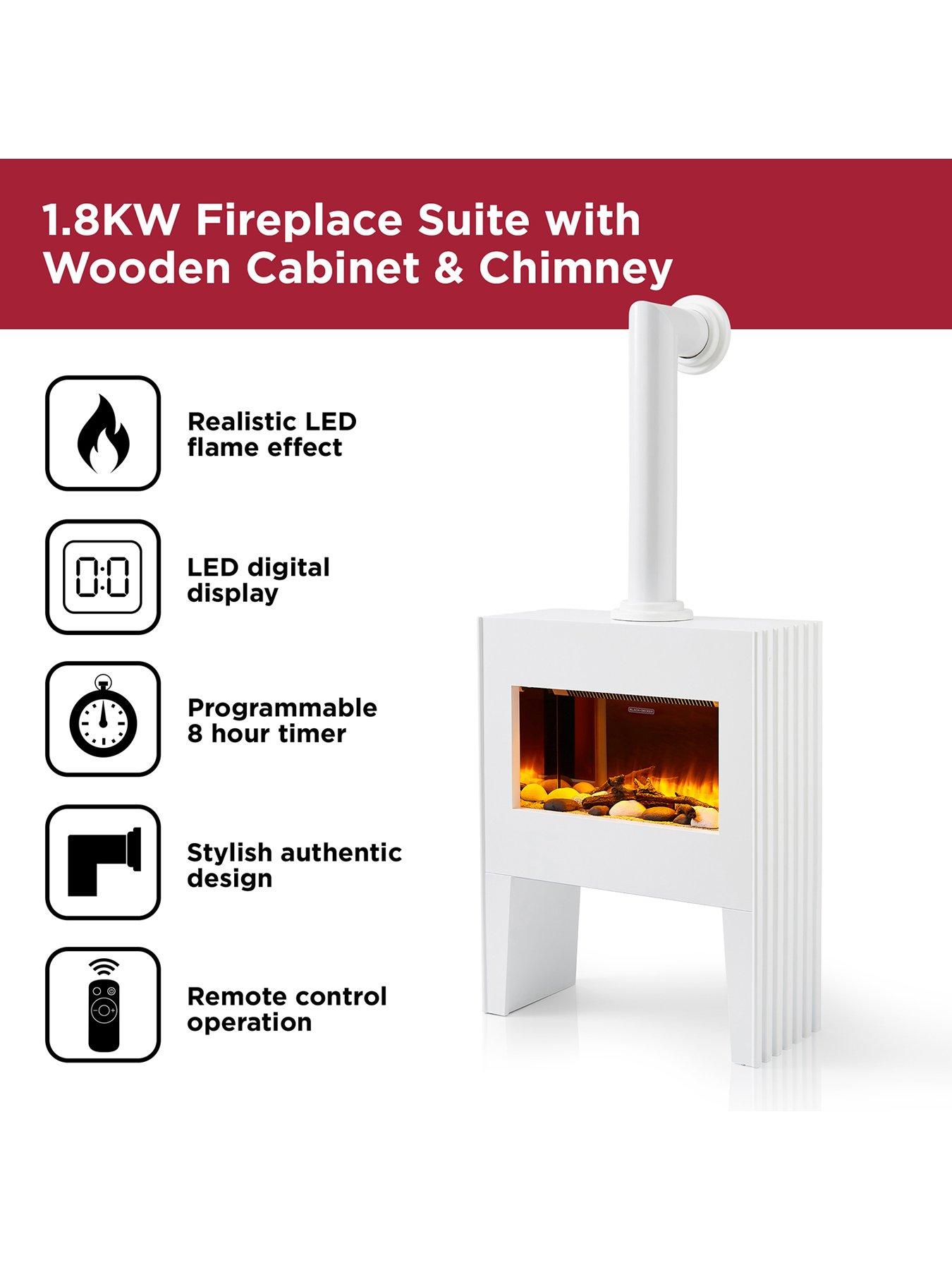 Black u0026 Decker Portable Stove - White Wooden Cabinet with Chimney |  very.co.uk