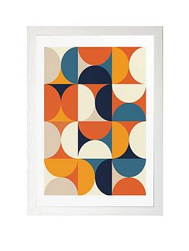 Product photograph of East End Prints Mid Century Half Circles Autumn A3 Framed Print from very.co.uk
