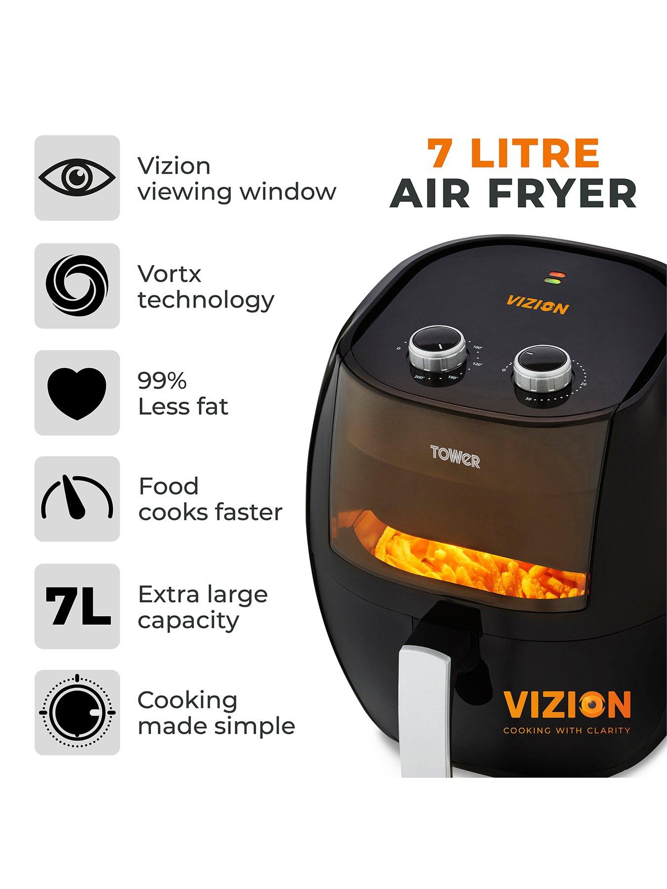 Image 2 of 6 of Tower T17071 Vortx Vizion Manual Air Fryer with Rapid Air Circulation, 7L, 1800W, Black
