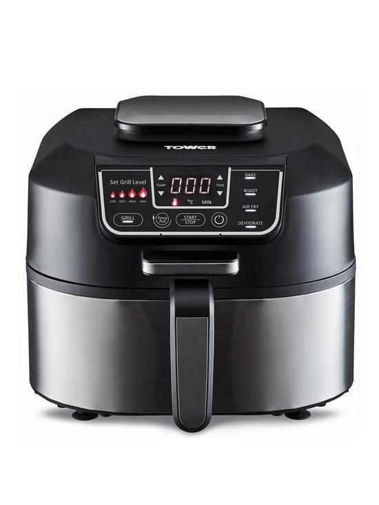 front image of tower-vortx-5-in-1-air-fryer-and-grill-with-crisper-56l-black-t17086