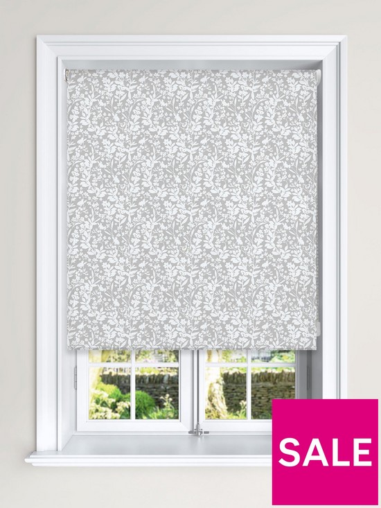 front image of floral-silhouette-printed-blackout-roller-blind
