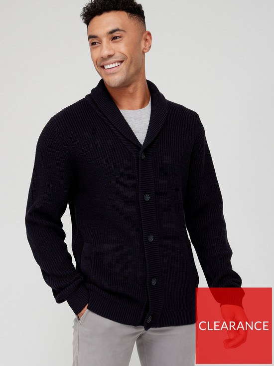 front image of very-man-shawl-cardigan-navy