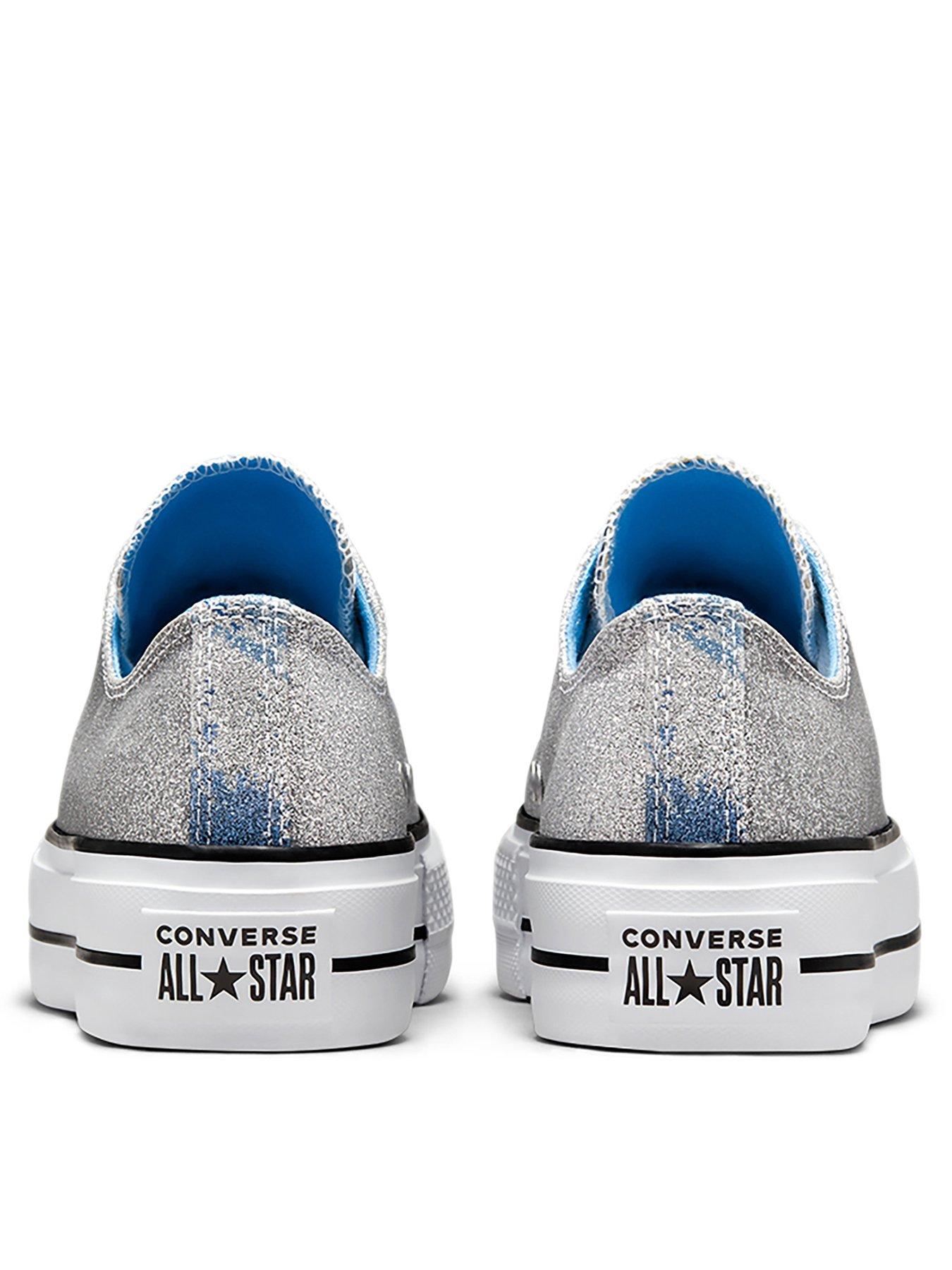 silver glitter platform converse