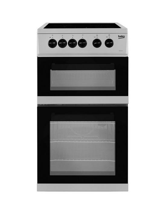 front image of beko-kdc5422as-twin-cavity-electric-cooker-silver