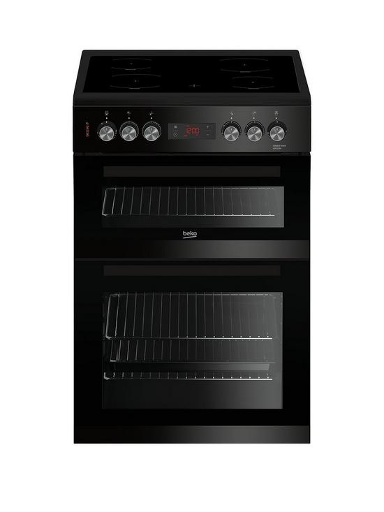 front image of beko-kdc653k-60cm-double-oven-electric-cooker-black