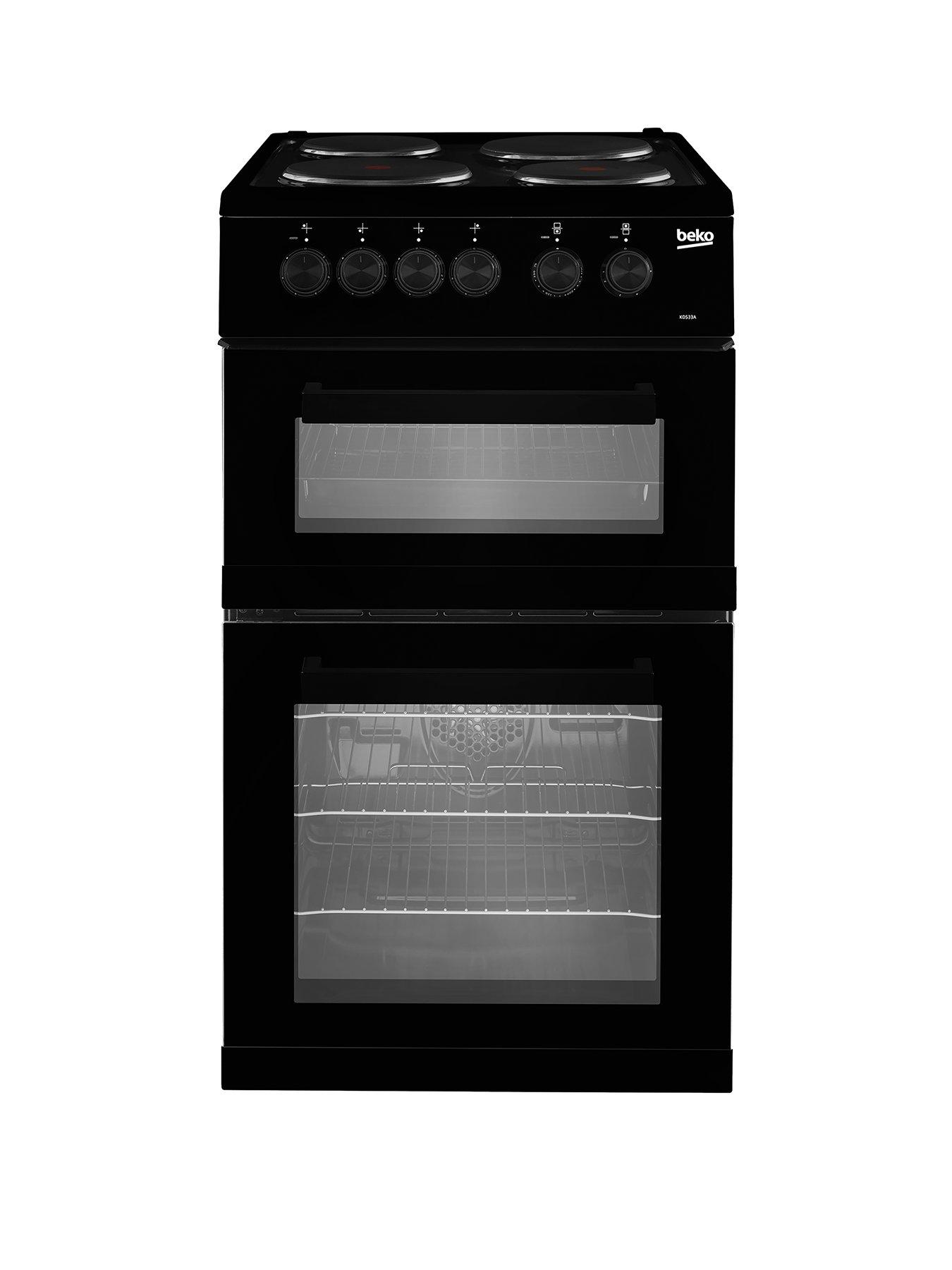 Product photograph of Beko Kd533ak 50cm Twin Cavity Electric Cooker - Black - Cooker With Connection from very.co.uk