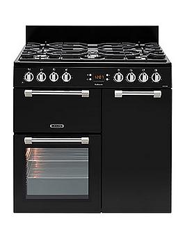 Product photograph of Leisure Ck90f232k 90cm Cookmaster Dual Fuel Range Cooker - Black from very.co.uk