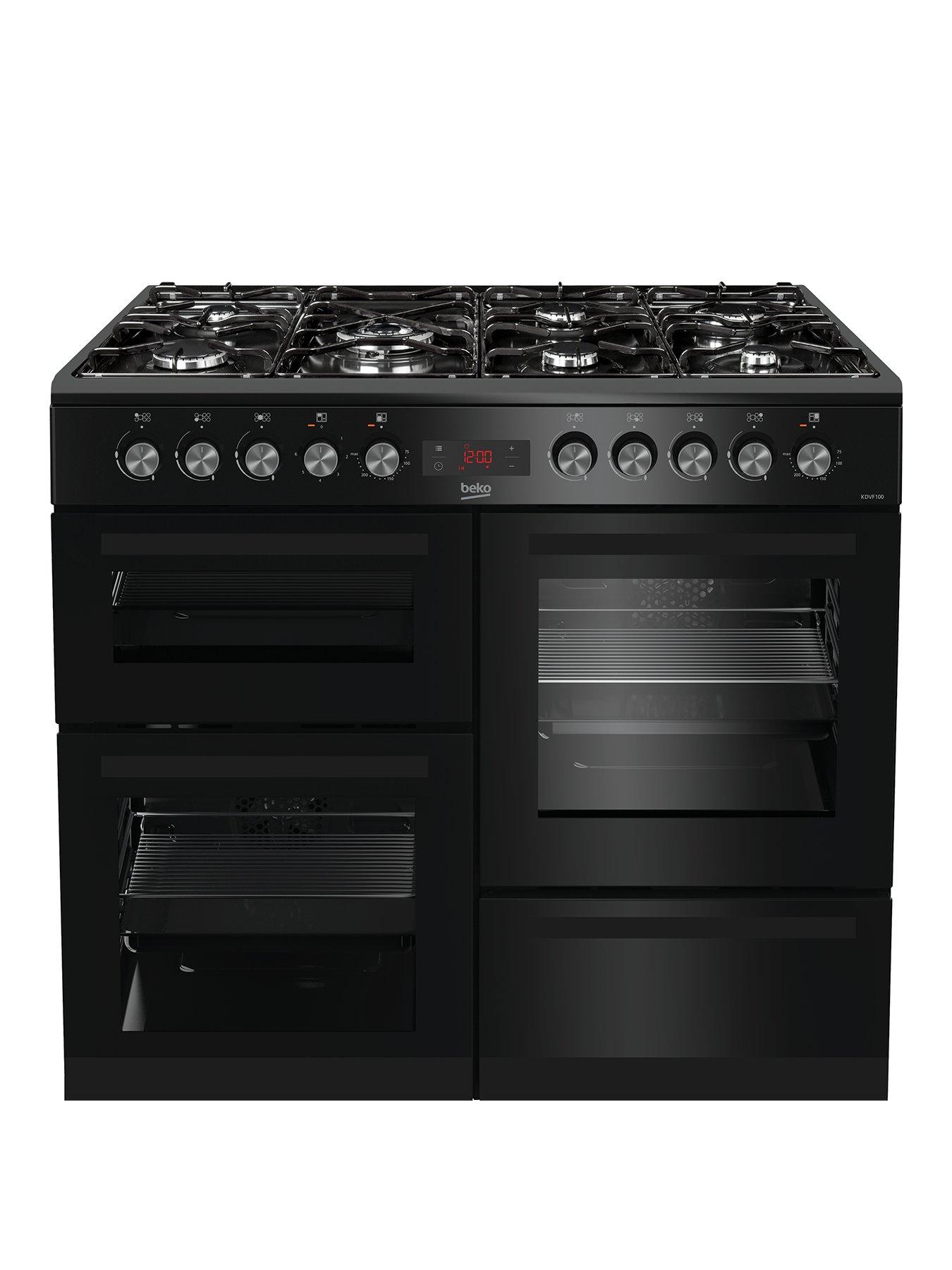 undefined KDVF100K 100cm Wide Dual Fuel Double Oven Range Cooker - Black