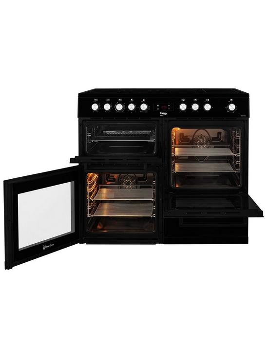 stillFront image of beko-kdvc100k-freestanding-100cm-double-oven-range-cooker-black