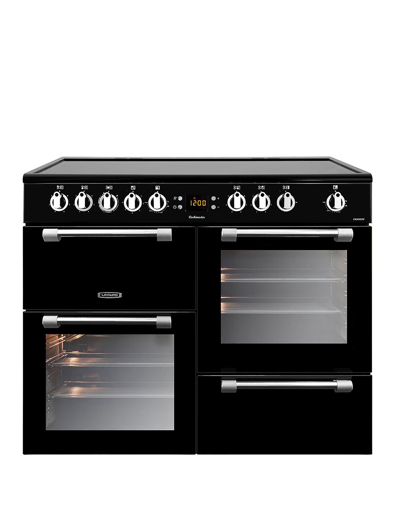 Product photograph of Leisure Ck100c210k 100cm Wide Cookmaster Electric Range Cooker With Ceramic Hob - Black - Cooker Only from very.co.uk