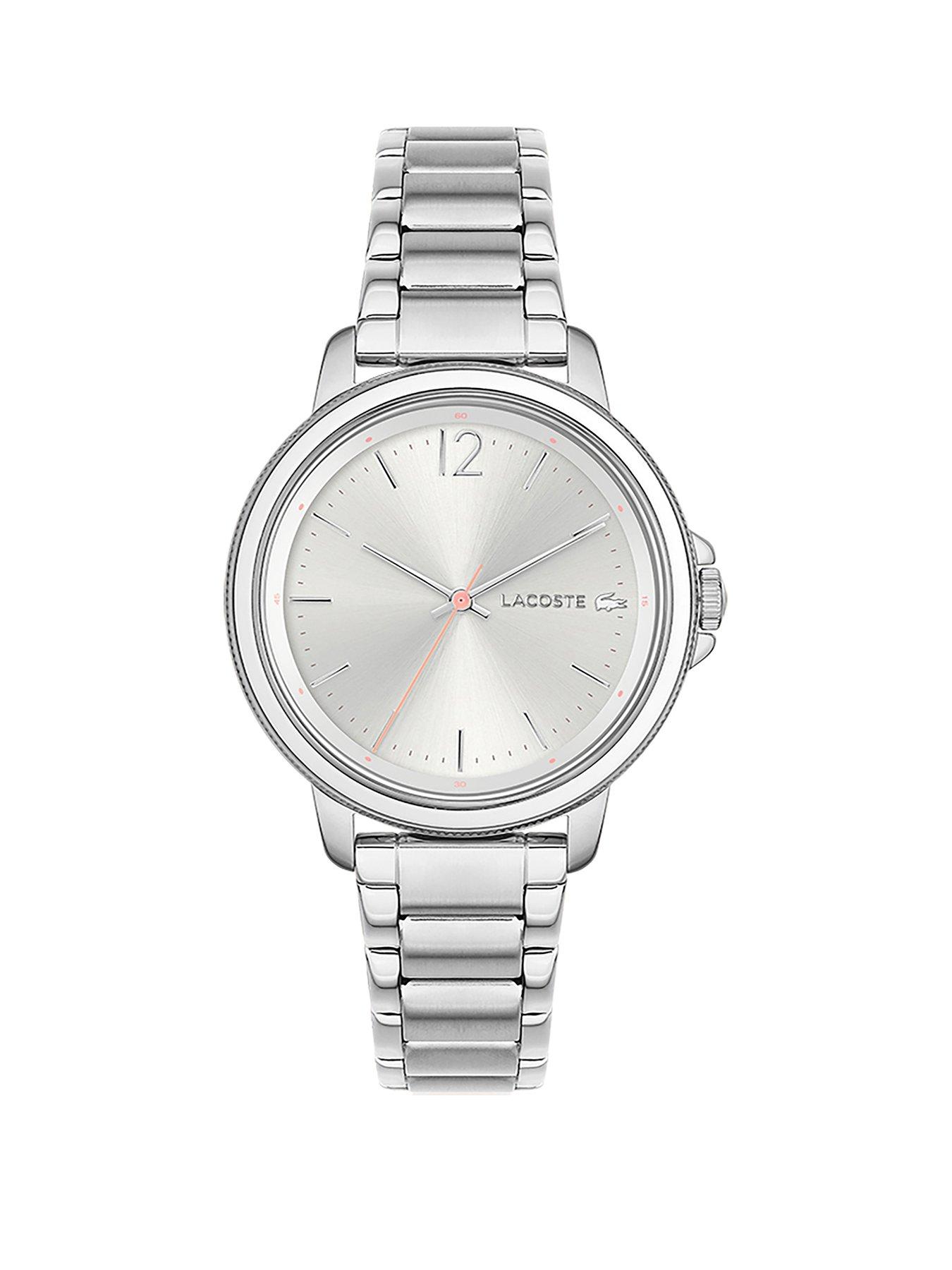 Product photograph of Lacoste Silver Dial Stainless Steel Bracelet Watch from very.co.uk