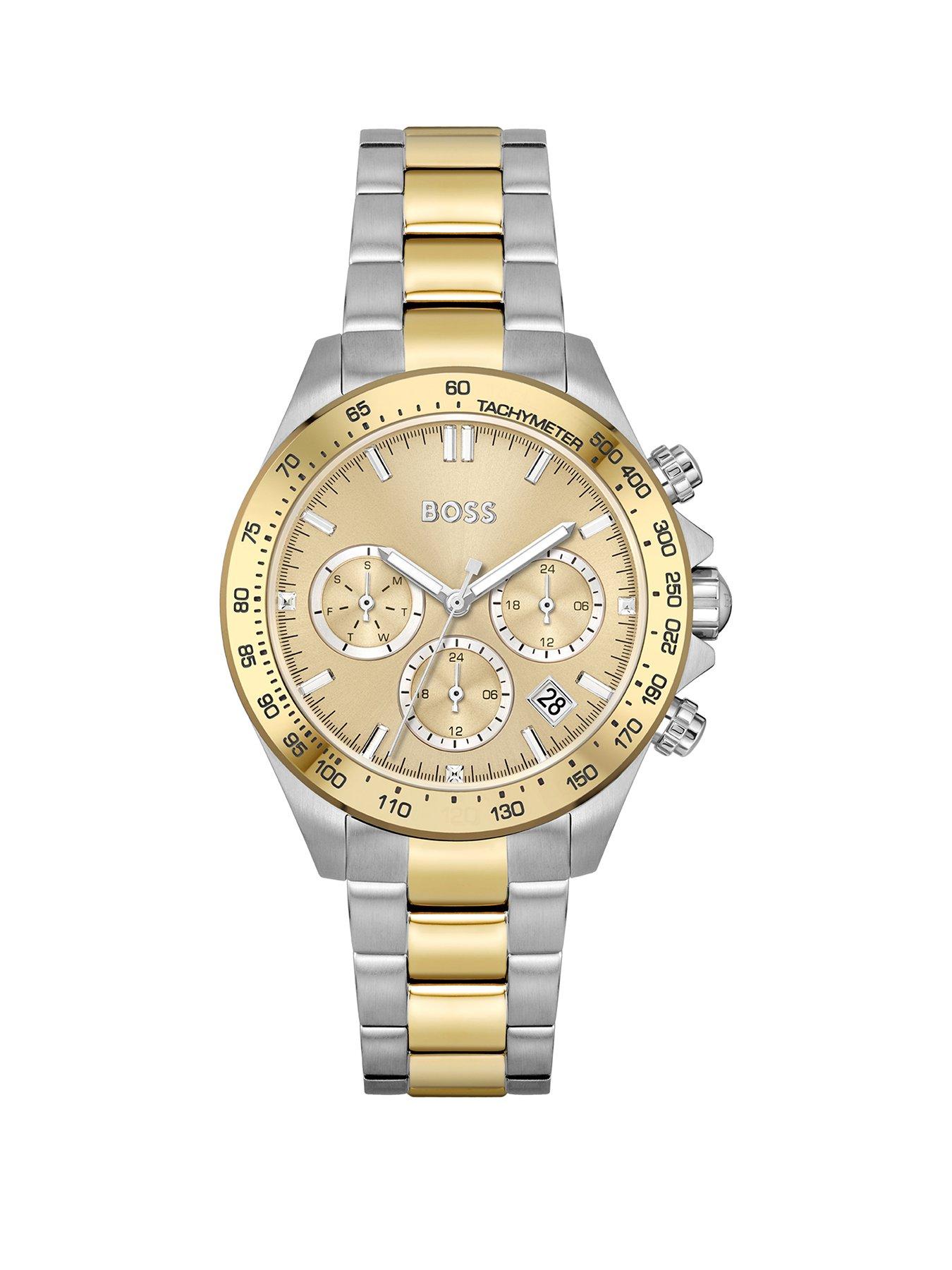 BOSS Novia Gold Tone Chronograph Dial Stainless Steel Gold Tone Bracelet Watch