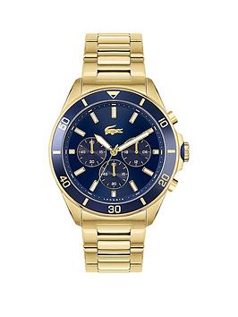 lacoste-lacoste-blue-chronograph-dial-gold-tone-stainless-steel-bracelet-watch