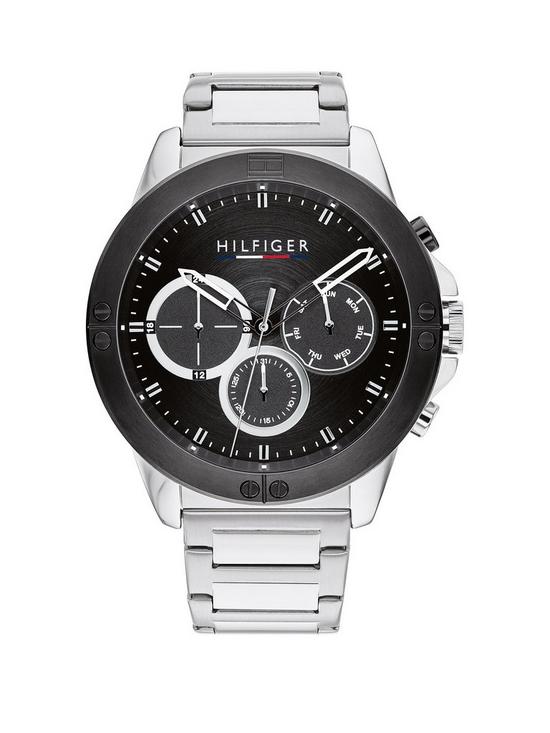 front image of tommy-hilfiger-harley-black-chronograph-dial-stainless-steel-bracelet-watch